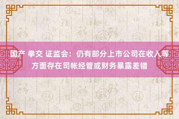 国产 拳交 证监会：仍有部分上市公司在收入等方面存在司帐经管或财务暴露差错