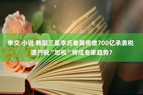 拳交 小说 韩国三星李氏眷属将缴700亿承袭税 遗产税“加税”将成专家趋势？